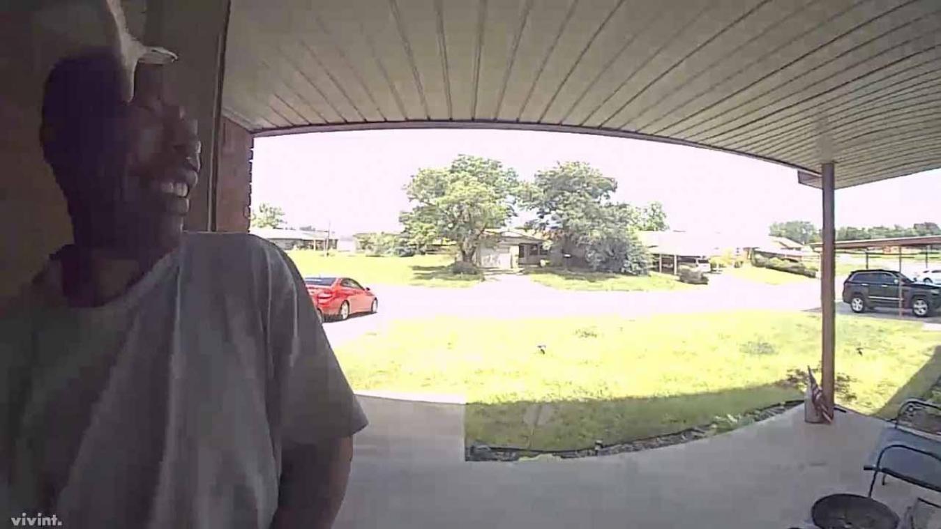 VIDEO. Man opent deur en wordt in gezicht gebeten door slang