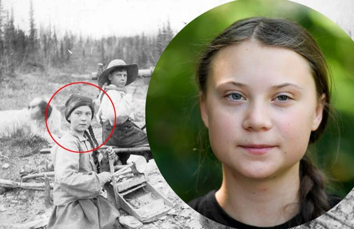Internet in de ban van mysterieuze foto uit 1898 waarop 'Greta Thunberg' te zien is