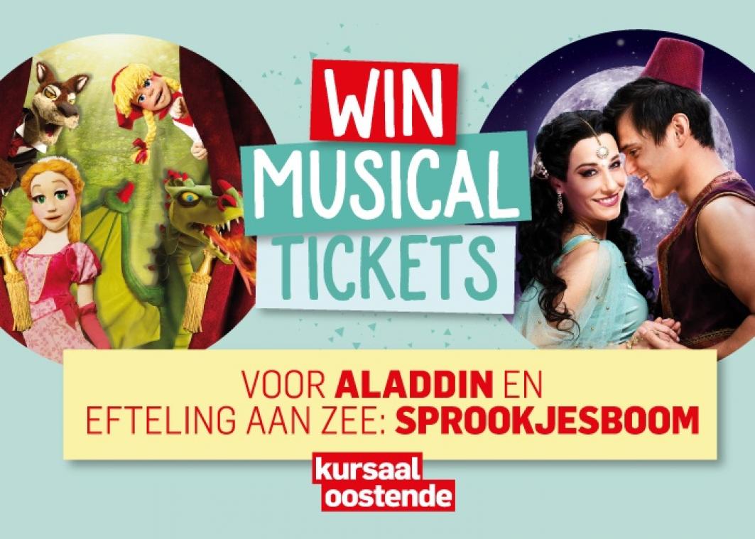Win een familieticket voor Efteling aan Zee of Aladdin in Kursaal Oostende!