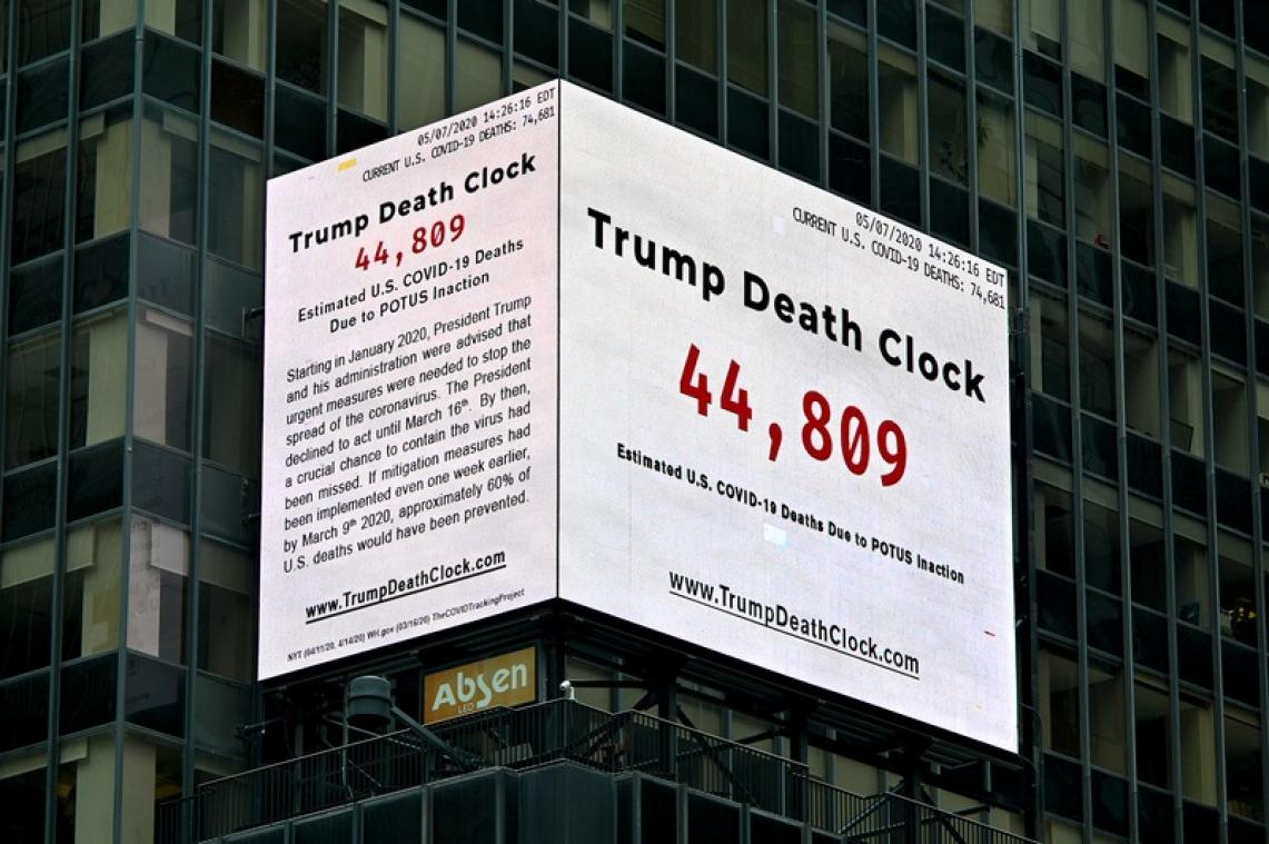Donald Trump krijgt een 'dodenklok' op Times Square