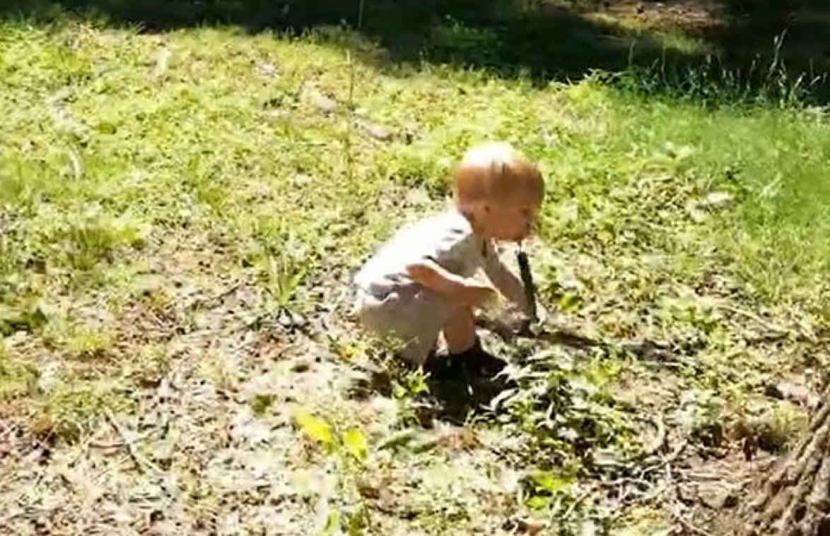 BRRR! Jongetje vindt 'stok' en raapt hem op, maar het blijkt iets veel gevaarlijkers te zijn... (video)