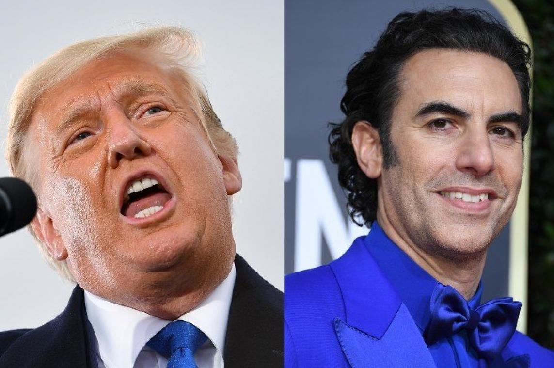 Donald Trump not amused met Borat, die zijn advocaat in z'n hemd zette: "Wat een creep"