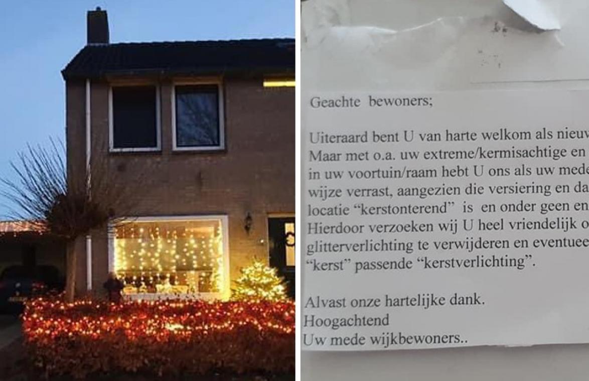 Gezin krijgt boze brief van buren: "Gelieve uw kermisachtige kerstverlichting te verwijderen" (foto)