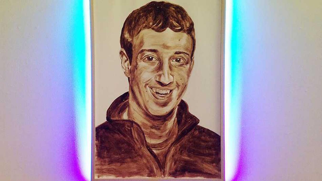Kunstenaar maakt portret van Zuckerberg met eigen uitwerpselen