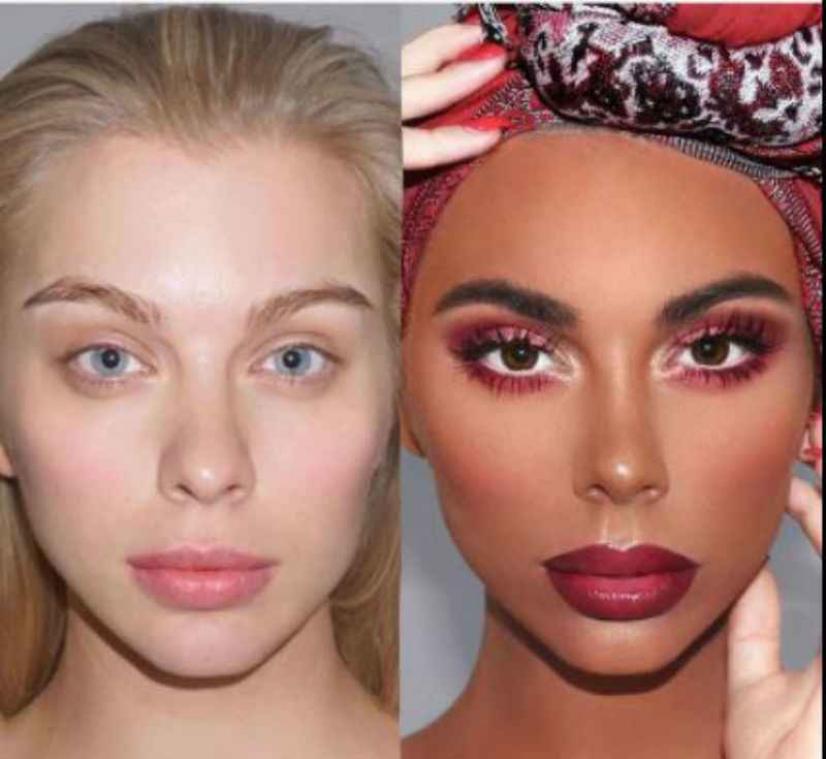 Make-upartiest maakt blanke vrouw zwart