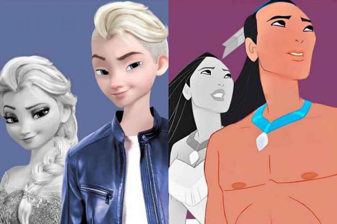 IN BEELD. Artiest maakt transgender-variant van Disneypersonages