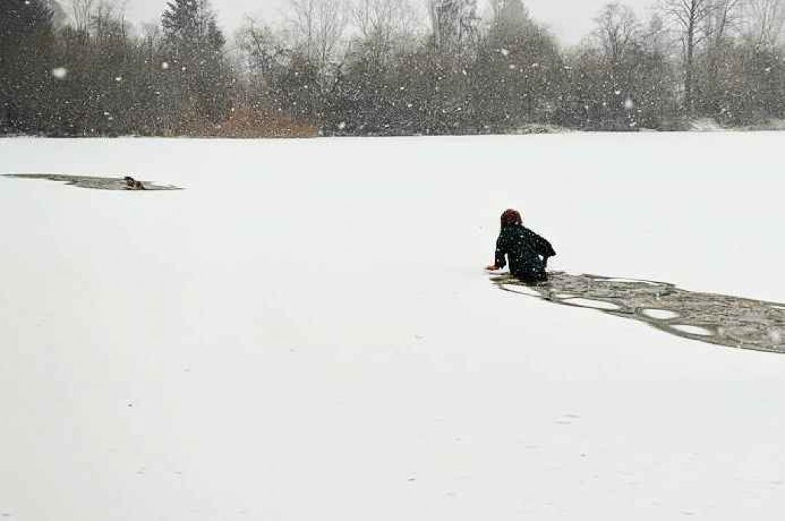 VIDEO. Heldhaftige vrouw redt hond die door het ijs zakt