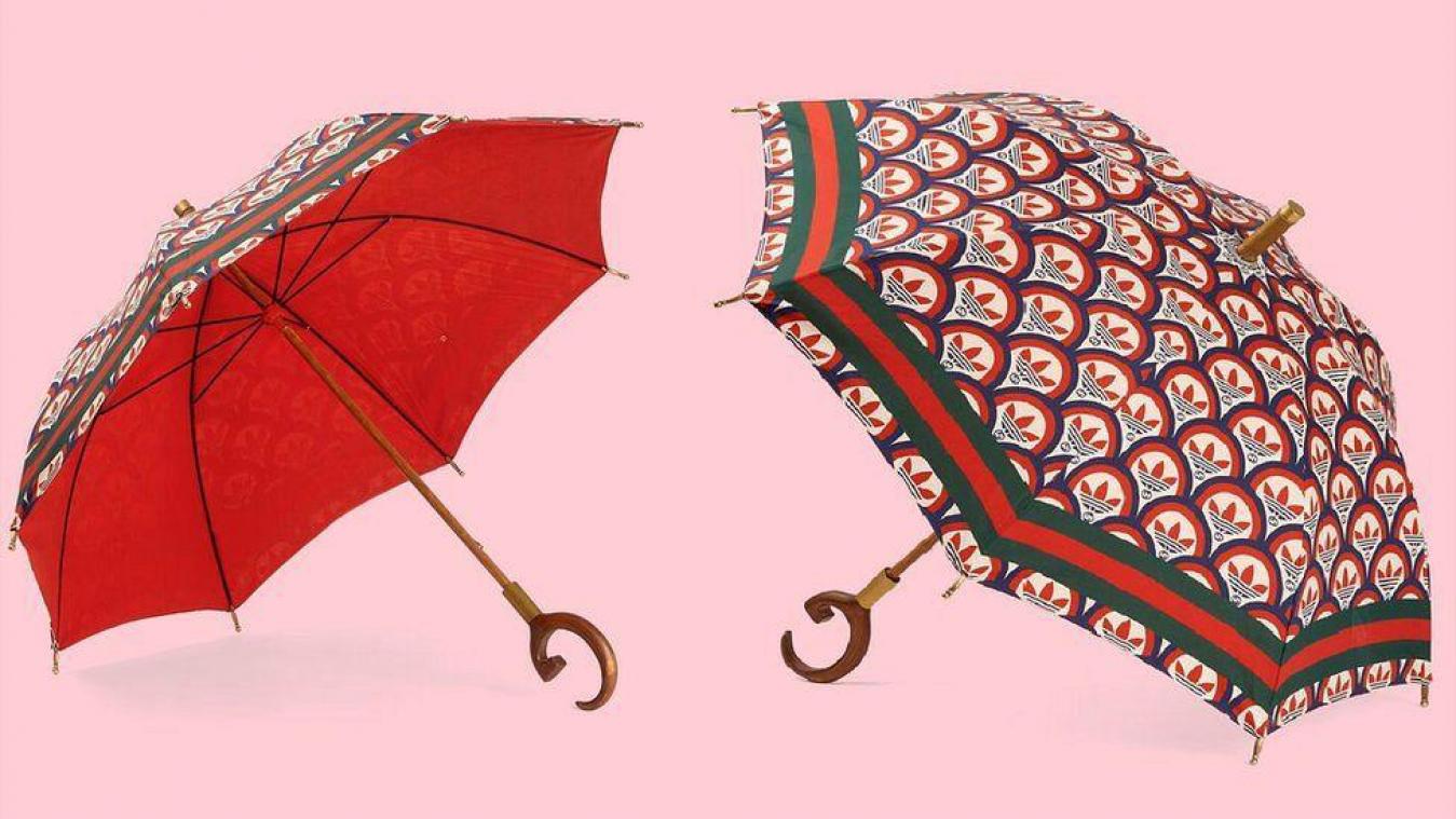 Een paraplu van 1.000 euro die niet tegen water kan: absurditeit troef in samenwerking tussen Gucci en Adidas